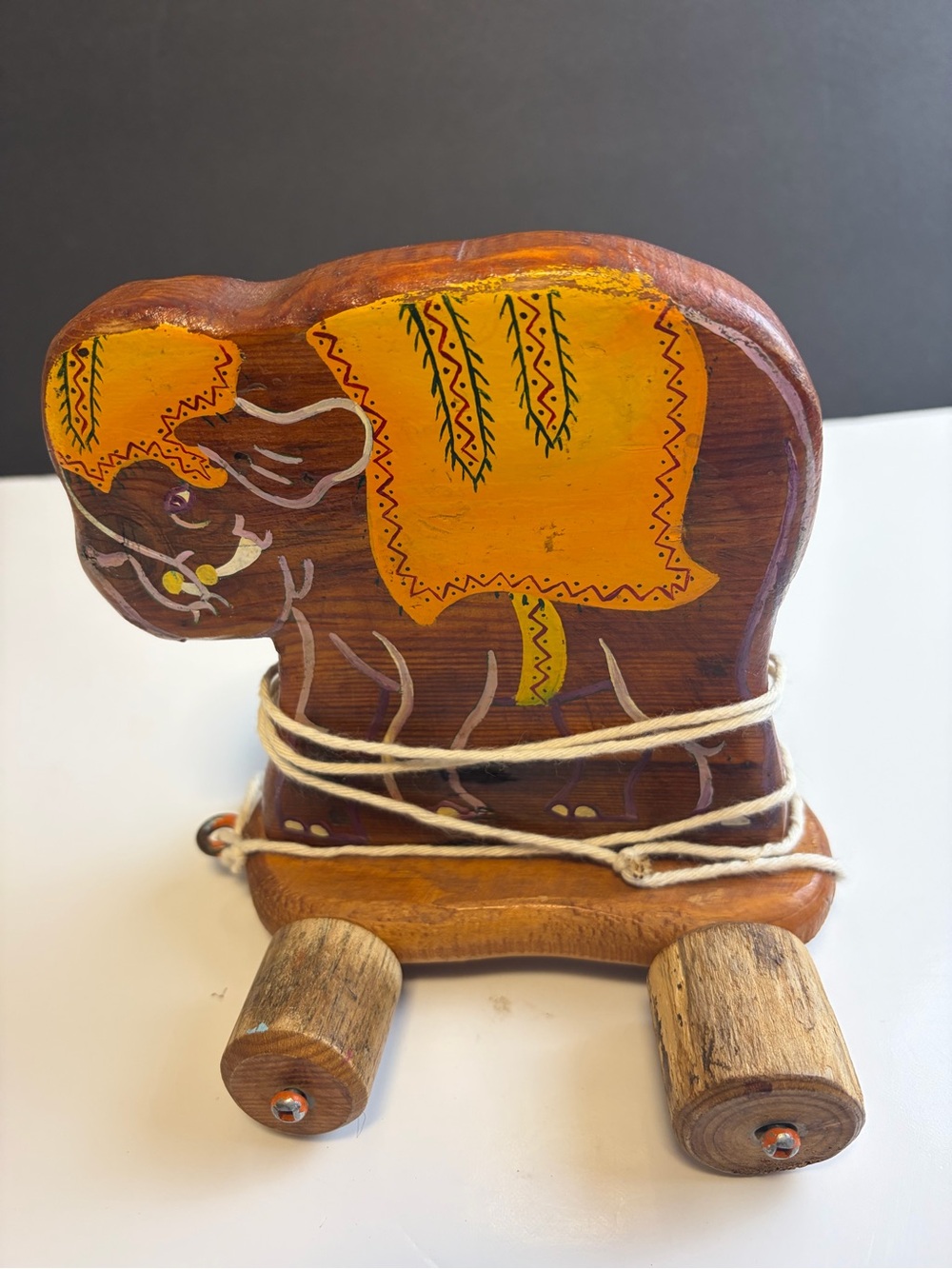 Vintage Wooden Pull Elephant Toy